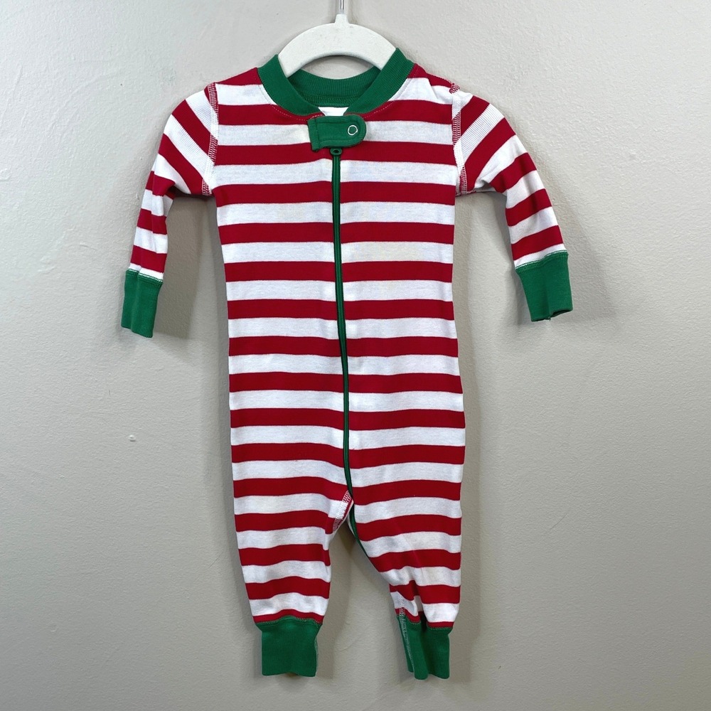 Hanna Andersson Christmas Striped One-Piece Sleepsuit 3-6 Mos Peruvian Cotton